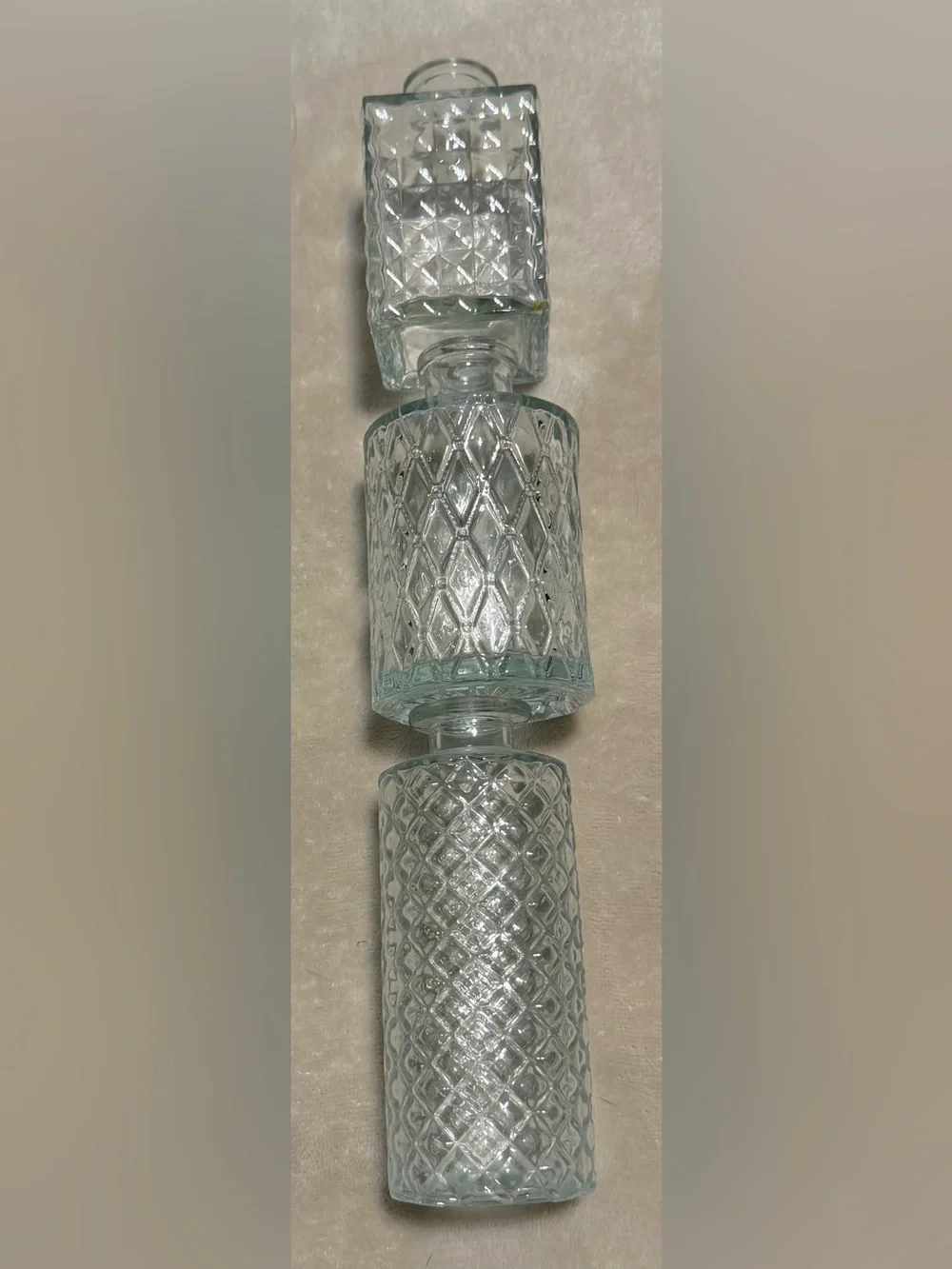 Clear Diamond-Pattern Glass Bud Vase Trio - Home Accents
